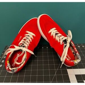Desigual red‎ sneakers tennis shoes size women's 39 EU